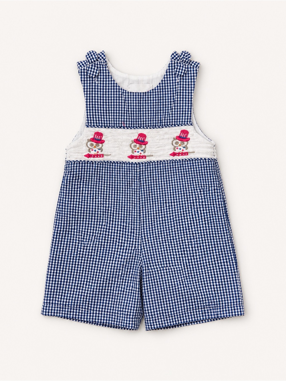 Lil Cactus Gingham Smocked Jon Jon with Embroidery